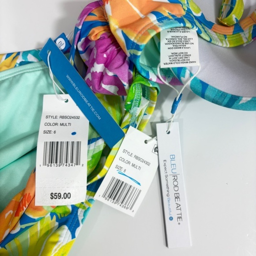 Bleu Rod Beattie  NWT 2PC Twist-Front Bikini Top + Bottoms set  6 8 S‎ M - Picture 9 of 14